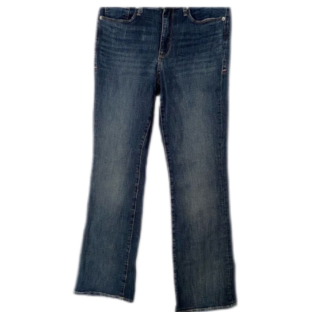 Tommy Jeans Mid-Rise Flare Blue Denim Iconic Patch Zip Fly​ Size 8 - Picture 2 of 14